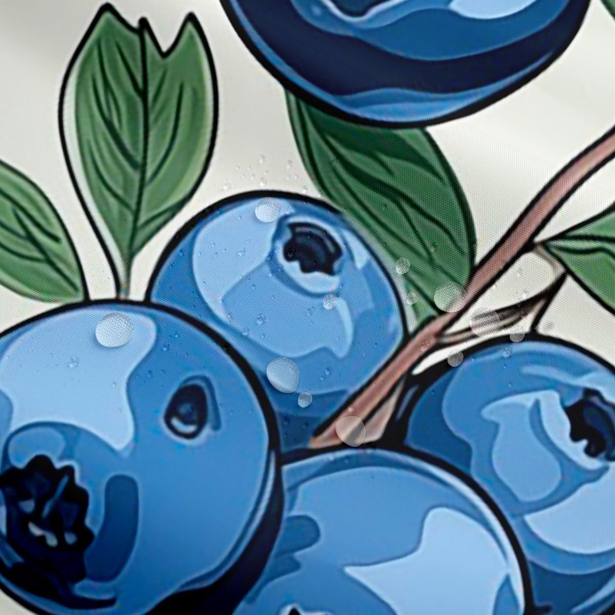Erosebridal Girls Blueberry Bath Curtain Fruit Printed Shower Curtain 72x78,Green Leaves Waterproof Bathroom Curtain Botanical Themed Waterproof Fabric Kids Boys Bathroom Decorative