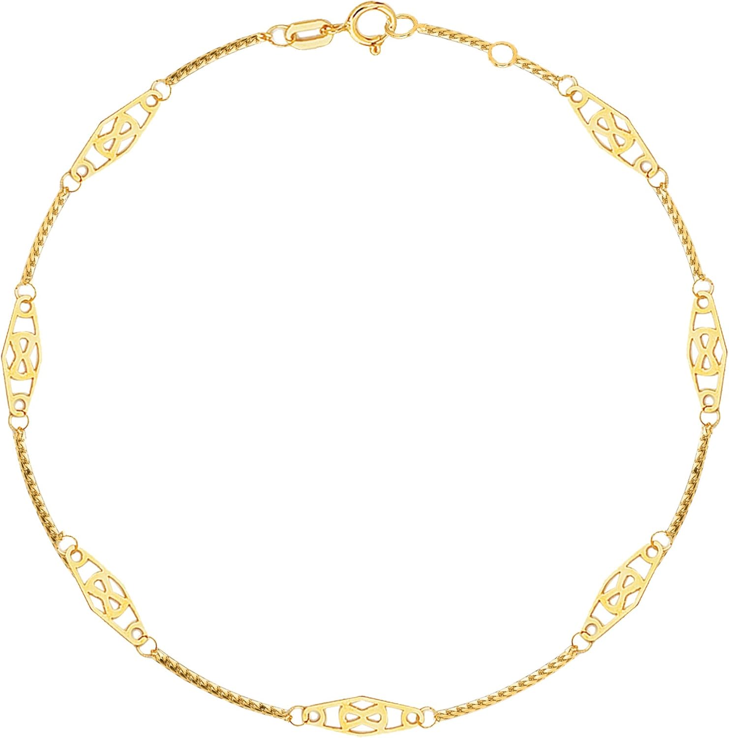 Ritastephens 14K Solid Gold Infinity Anklet 10 Inches