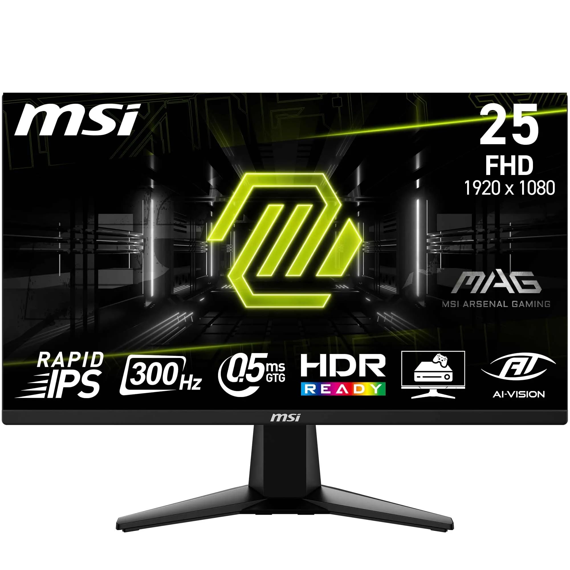 MSI MAG 255XF Écran Gaming 24.5" FHD | Dalle Rapid IPS 1920x1080, 300Hz, 0,5ms, compatible VESA, HDMI, DisplayPort, Adaptive-Sync