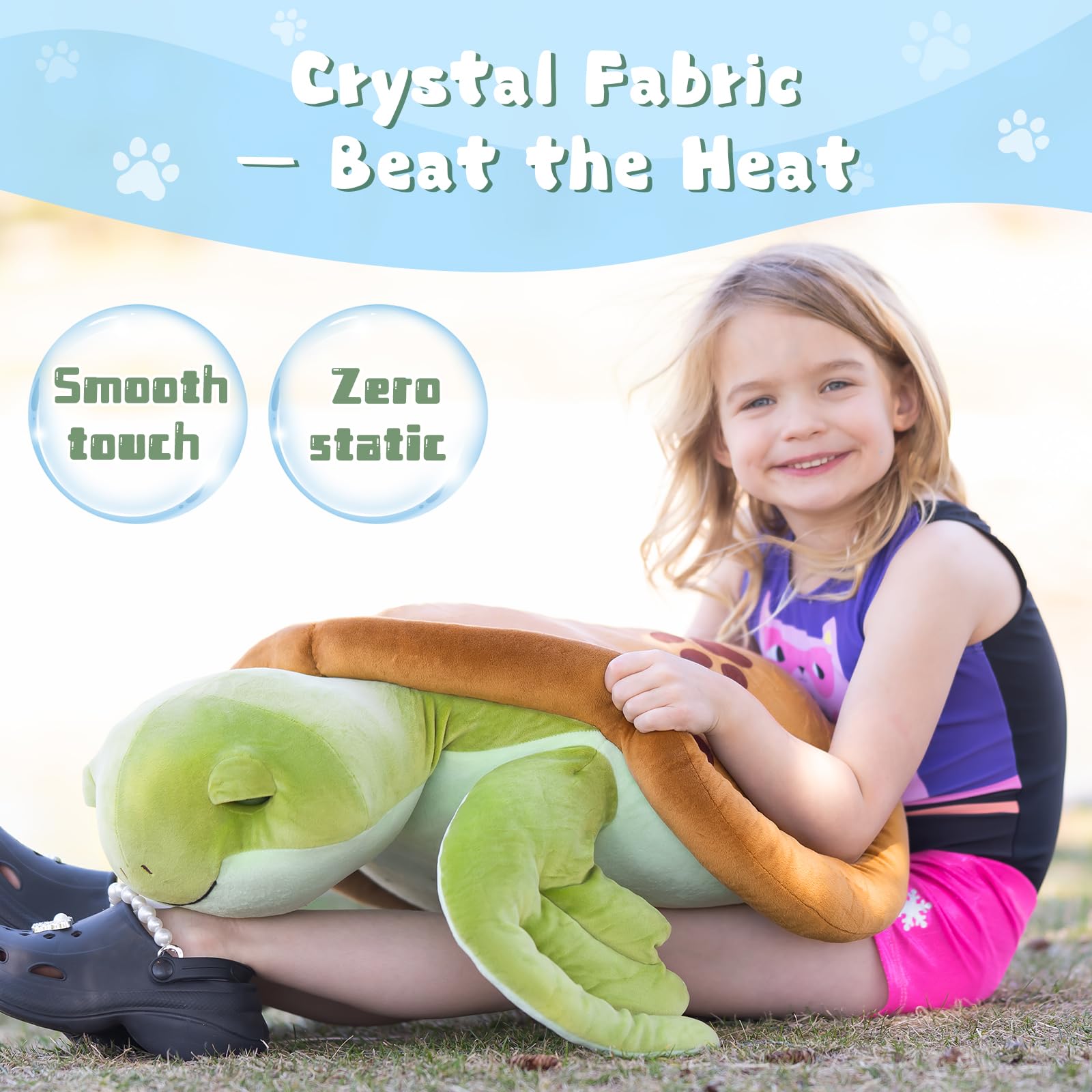 Muiteiur 28Inch Sea Turtle Stuffed Animal, Large Plush Pillow Toy, Soft Stuffed Turtle with Cute Footprints, for Kids - Image 5