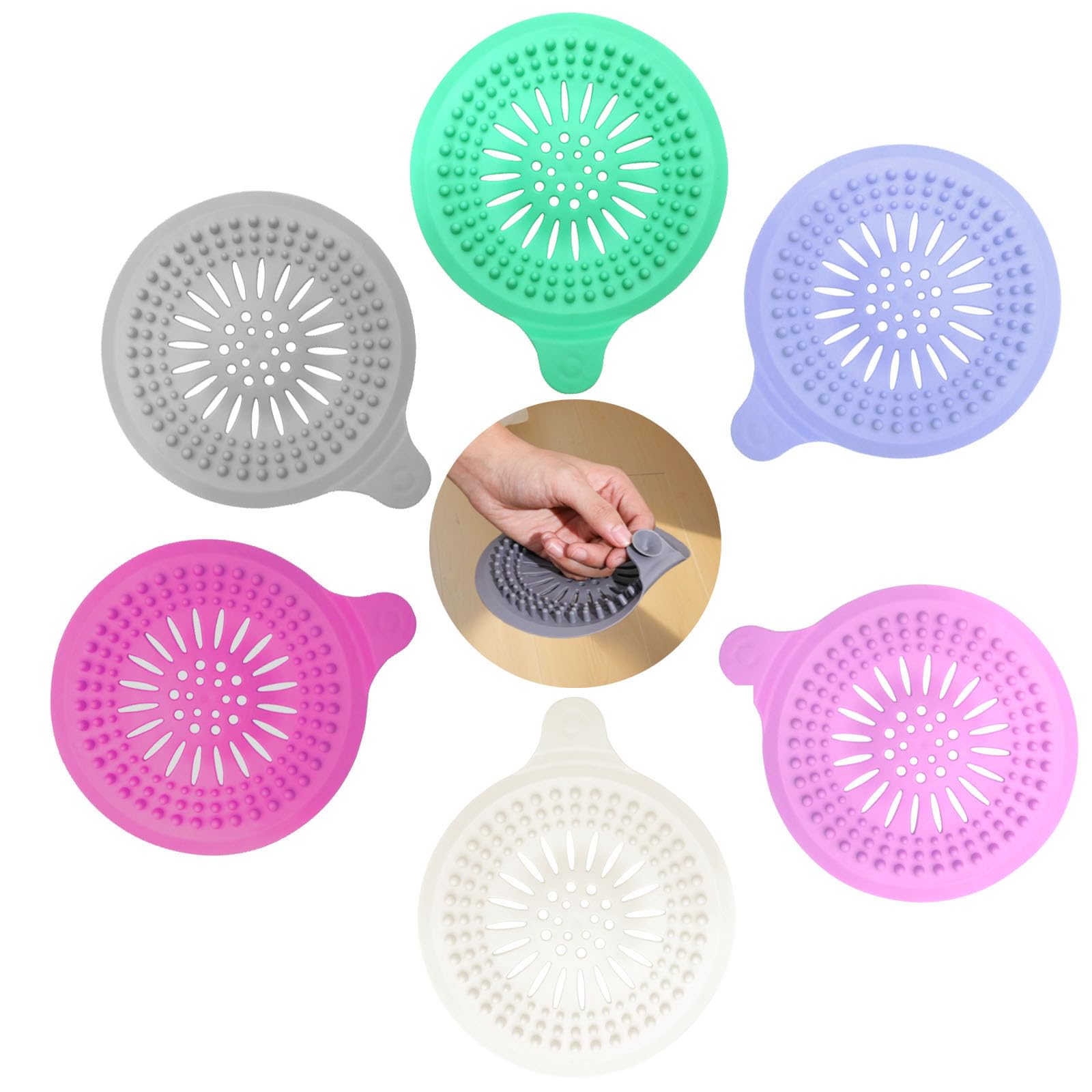 Photo 1 of ***3 pack bundle*** 100Pcs of Disposable Face Cradle Covers,Non-Woven Yoni Steam Seat Cushion Liners,Disposable Circular Shape Massage Face Covers for Massage Tables Spa Salon Home use ( 1 pack)
Vibrant Shower Drain Hair Catcher 6 Pack Durable Silicone Li