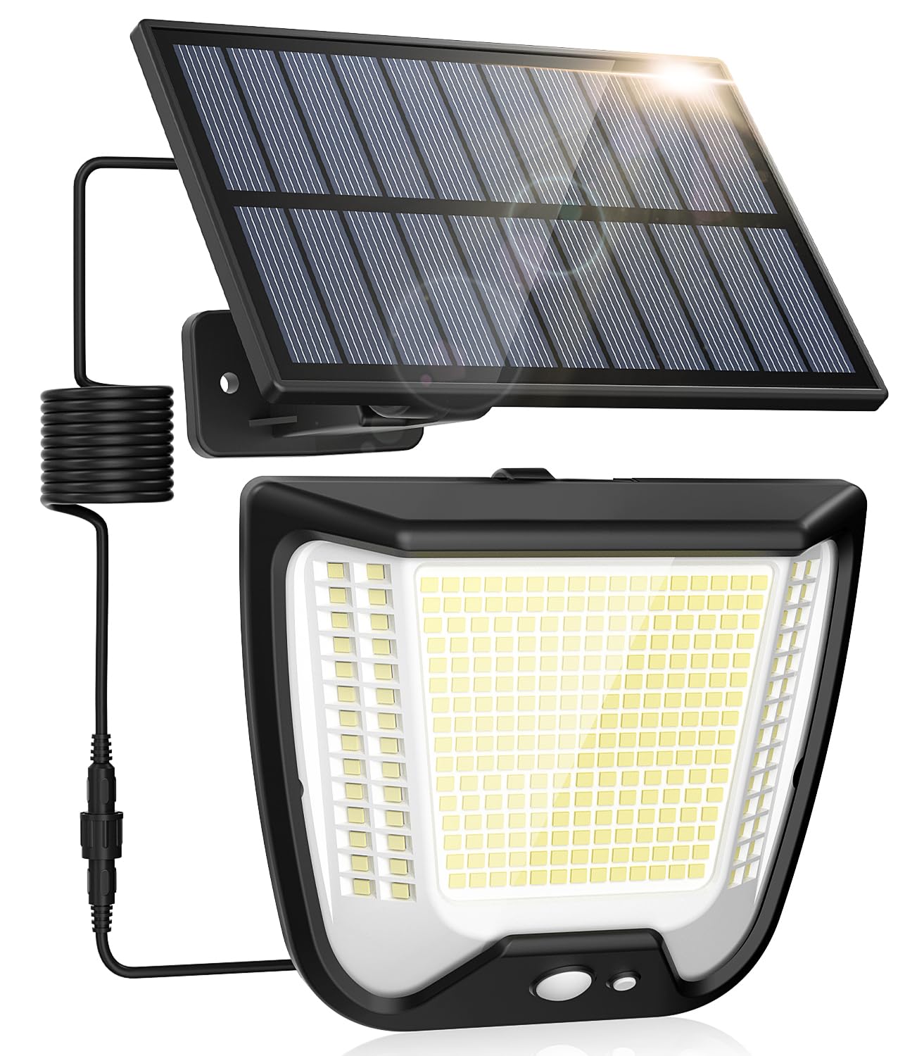 spqment Outdoor Solar Powered Security Lights: 288 LED Solar Outdoor Garden Flood Light 3 Motion Sensor Mode Outside Solar Panel Floodlight 270° Lighting IP65 Waterproof for Garden Shed Yard Porch