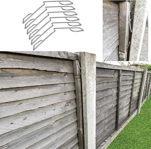 Fence Panel Grips Clips Stop Rattling 48 Pcs for 12 Fences Garden Wind Protector - Storm Proof Security Clips - Anti-Rattle Banging in Wind, Stainless Steel Anti-Noise Springs for Wooden Panels (48) - 1