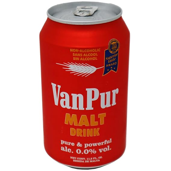 Van Pur Malt Drink, Pure Malta (0.0% Alchol) 11.2 oz 12 Pack