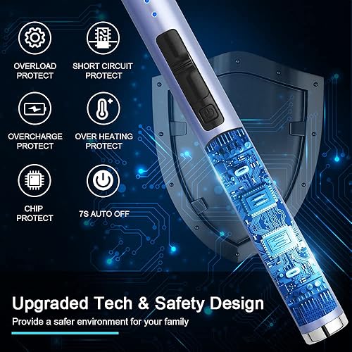 Miniatura 26 de ARECTECH Encendedor eléctrico recargable de plasma de arco, resistente al viento, para velas, cocina, regalo de cumpleaños para mamá, hombres, Negro