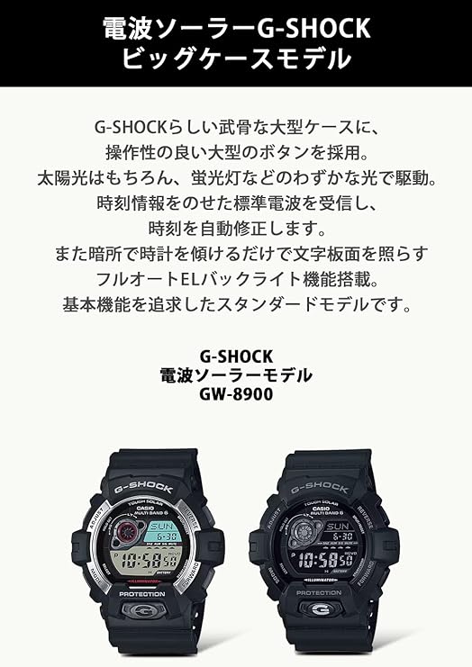 CASIO G-Shock Tough Solar Radio Controlled MULTIBAND 6 GW-8900A-1JF (Japan Import)