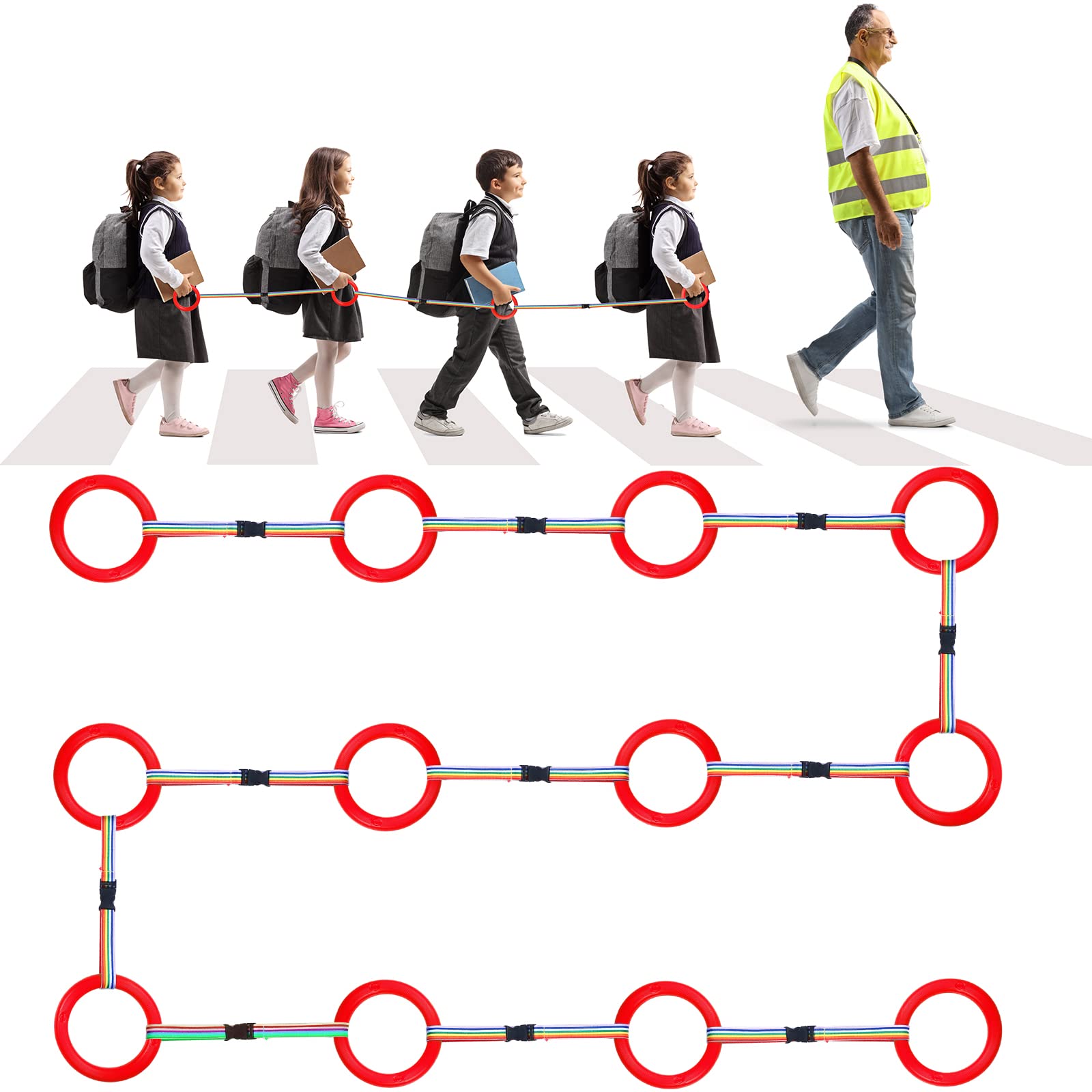 Tatuo 12 Set Toddlers Walking Rope for Preschool Toddlers Detachable Transition Rope Safety Daycare Rope for Preschool Daycare Kindergarten School Kids Outdoor Supplies (Red)