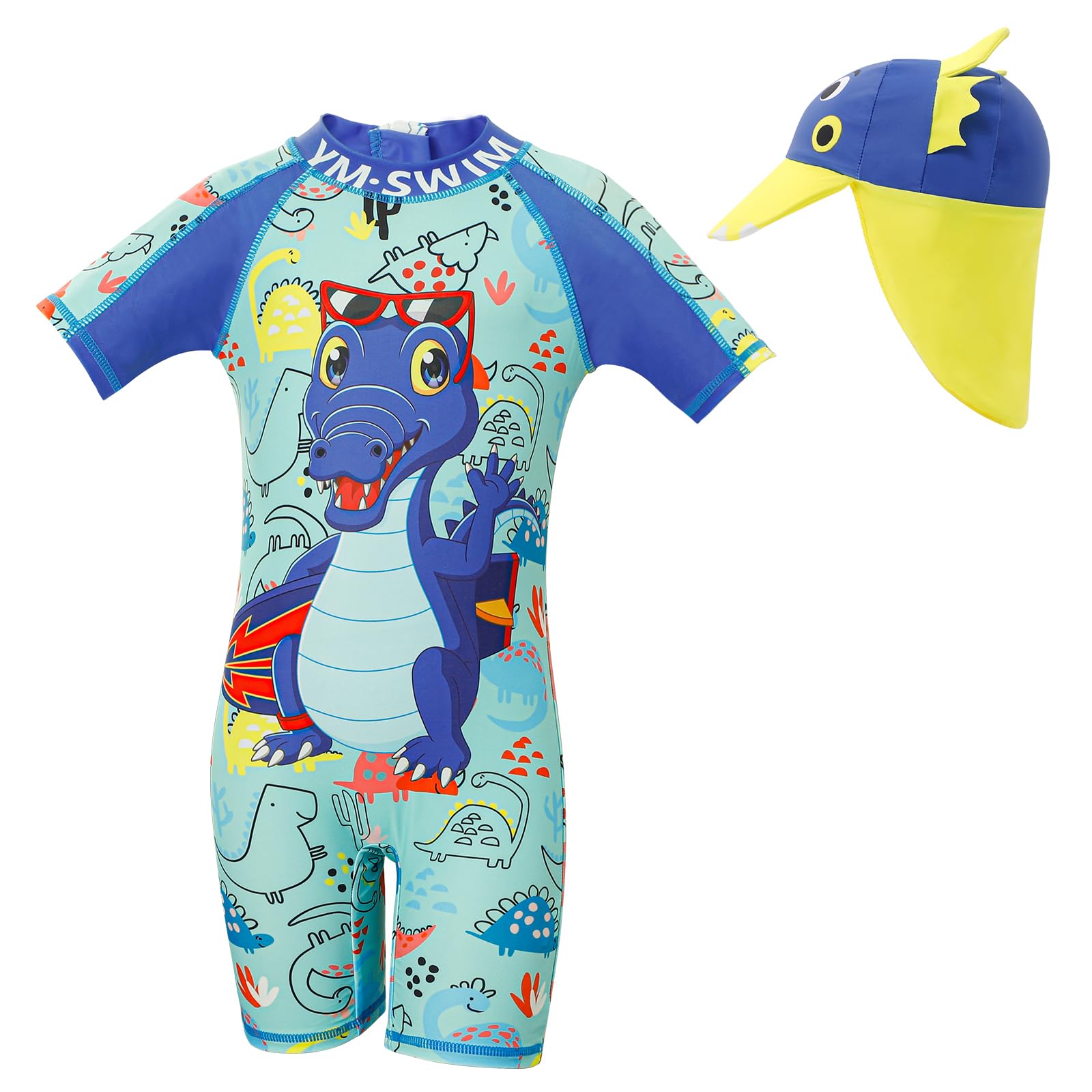 Cheerful Mario 1-7 Años Traje de Baño Bebe Niño Niña Manga Larga UV Ropa de Baño con Gorro Protección Solares