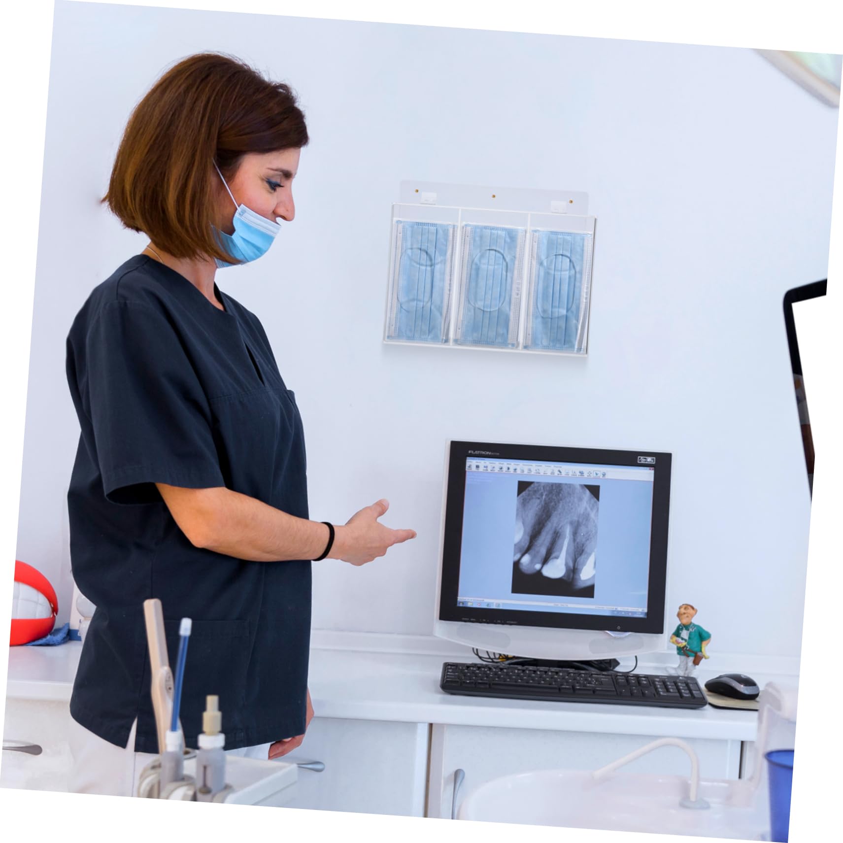 BESTYASH Dispenser per Maschere e Guanti Scatola di Immagazzinaggio a Muro in Acrilico 3 Scomparti per Laboratorio