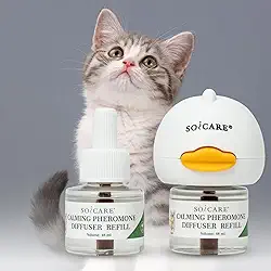 SOICARE Difusor calmante de feromônios para gatos, difusor calmante para alívio da ansiedade do gato, difusor de feromônios para acalmar vários gatos, kit básico (1 difusor e 2 refis de 48 ml) para 50