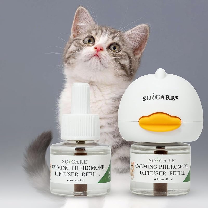 Difusor de Feromônios para Gatos SOICARE, Kit Básico com 1 Difusor e 2 Refis de 48 mL