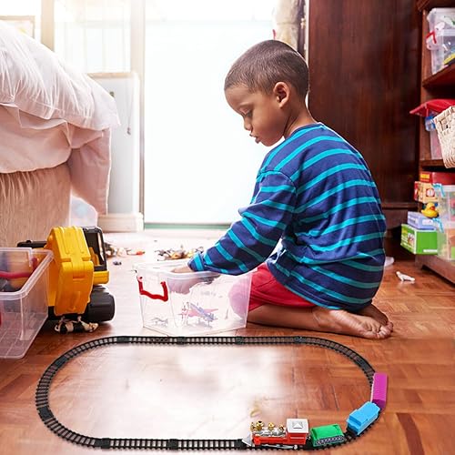 Miniatura 3 de Juego de tren eléctrico navideño para pista de ferrocarril de plástico y maleta portátil, superficie lisa segura para niños y colores brillantes que