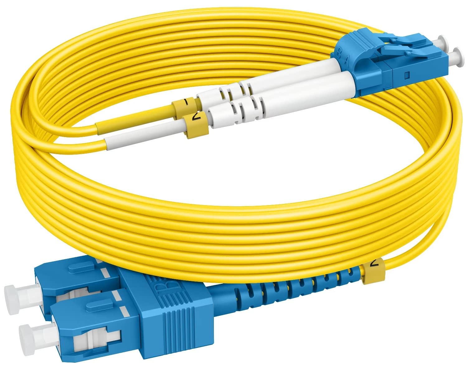 3ft(1m) OS2 SC to LC Single Mode Fiber Patch Cables, Options 1ft~200ft, Fiber Optical Cable 10G SMF LSZH Duplex 9/125μm OD 2.0mm
