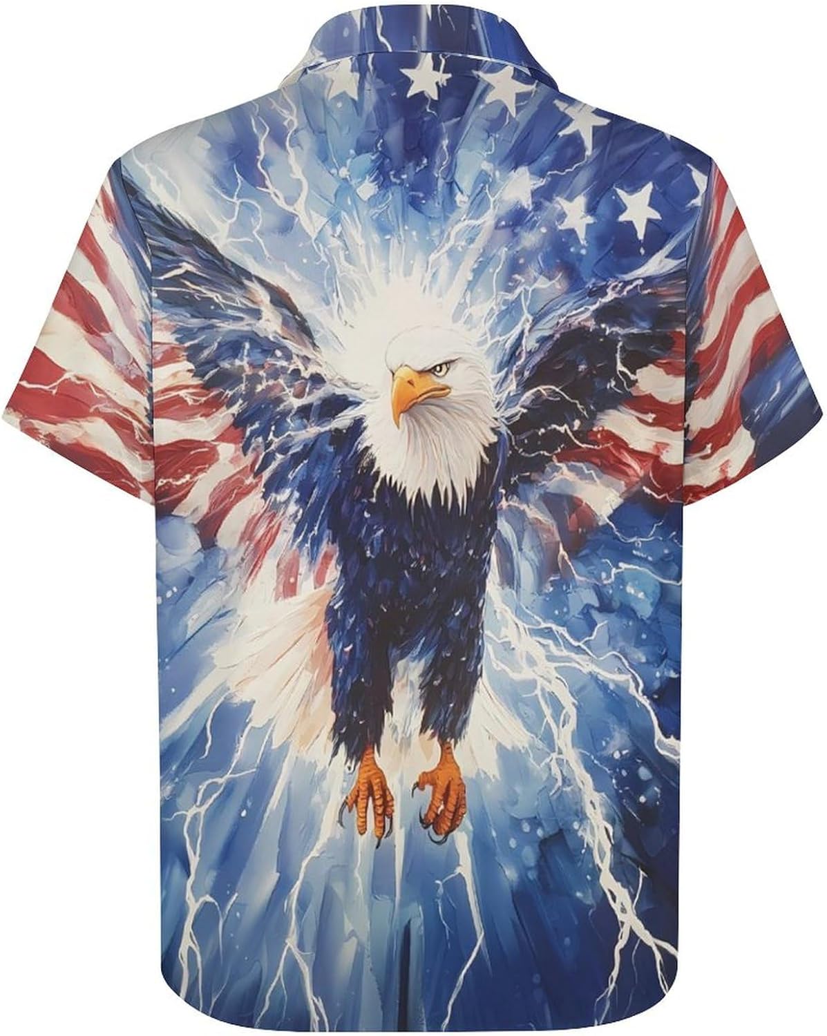 Men's American Flag Button Down Shirt Casual Eagle Hawaiian Shirts Patriotic Short Sleeve - Image 4
