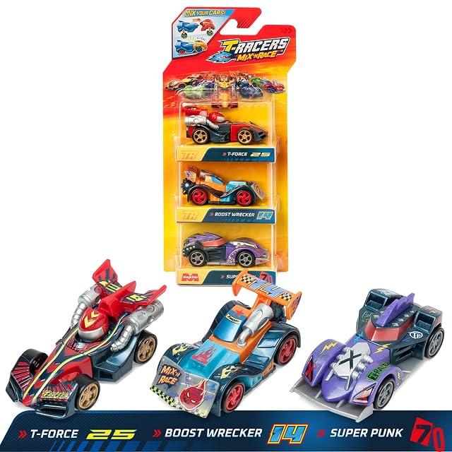 Foto 2 de 6 de T-RACERS Mix ´N Race 3 Pack - Pack de 3 coches coleccionables. Coches desmontables por dos partes…