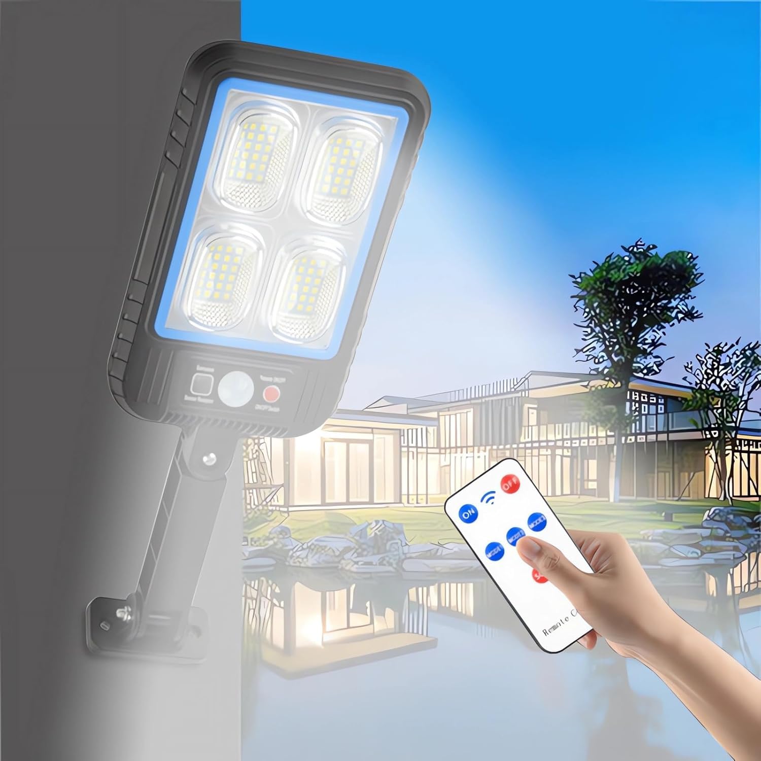 Applique Murale Étanche Solaire LED COB Noire Modèle E