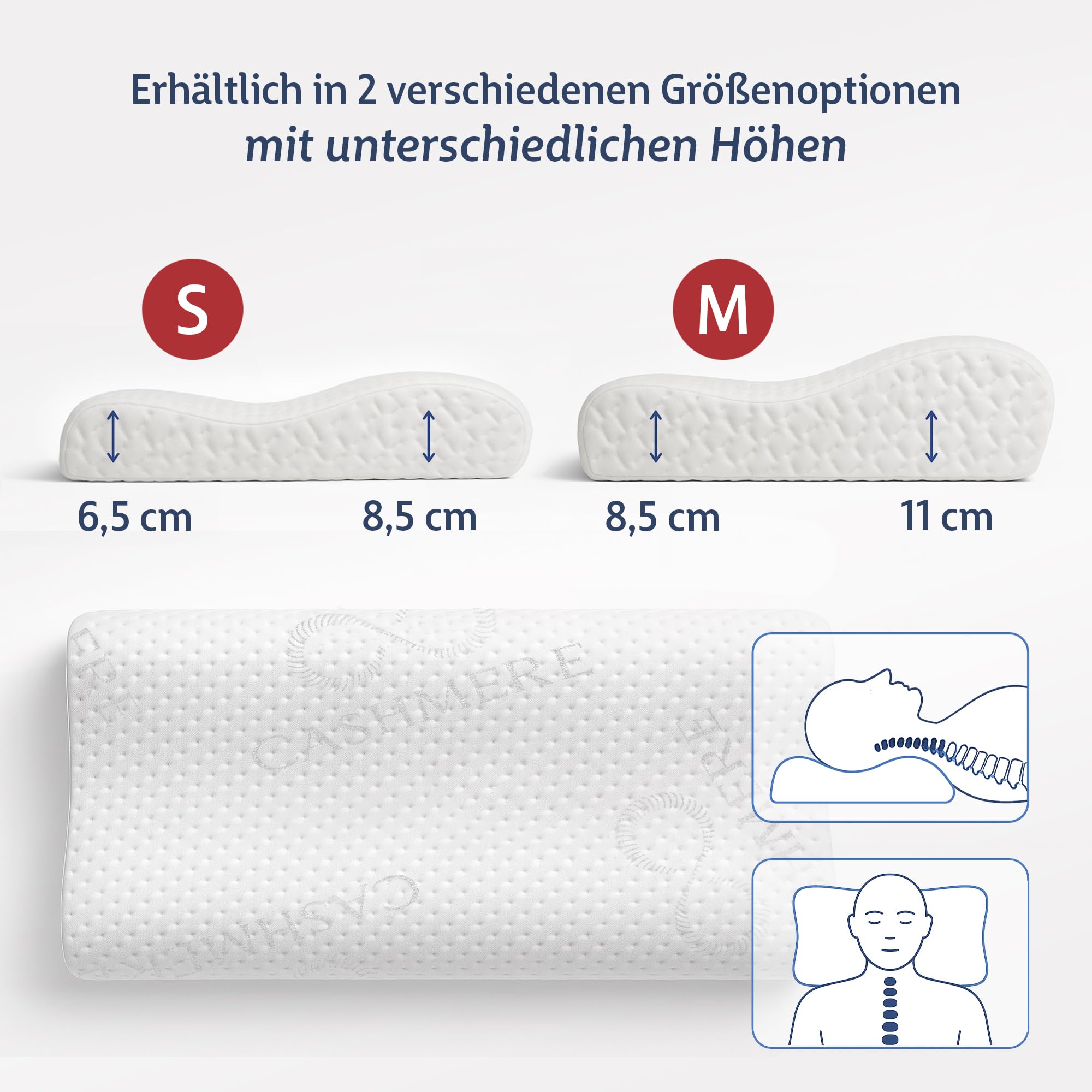 FMP Matratzenmanufaktur ergonomisches Nackenstützkissen, Visco Kopfkissen mit Nackenwelle M