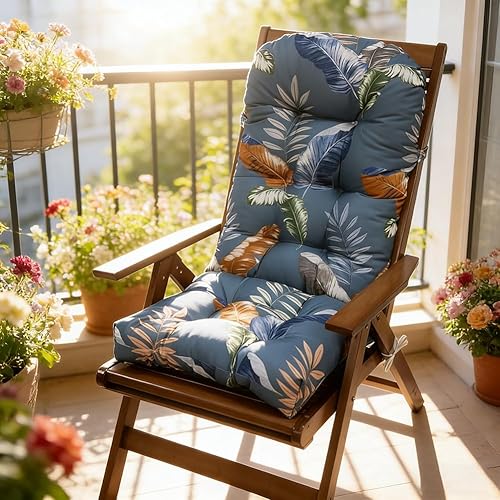 Vista 6 de Indoor/Outdoor Rocking Chair Cushion Waterproof 43.3×19.7 in-All Weather Patio&High Back Chair Cushions with Ties,Thicken Outdoor Garden Furniture