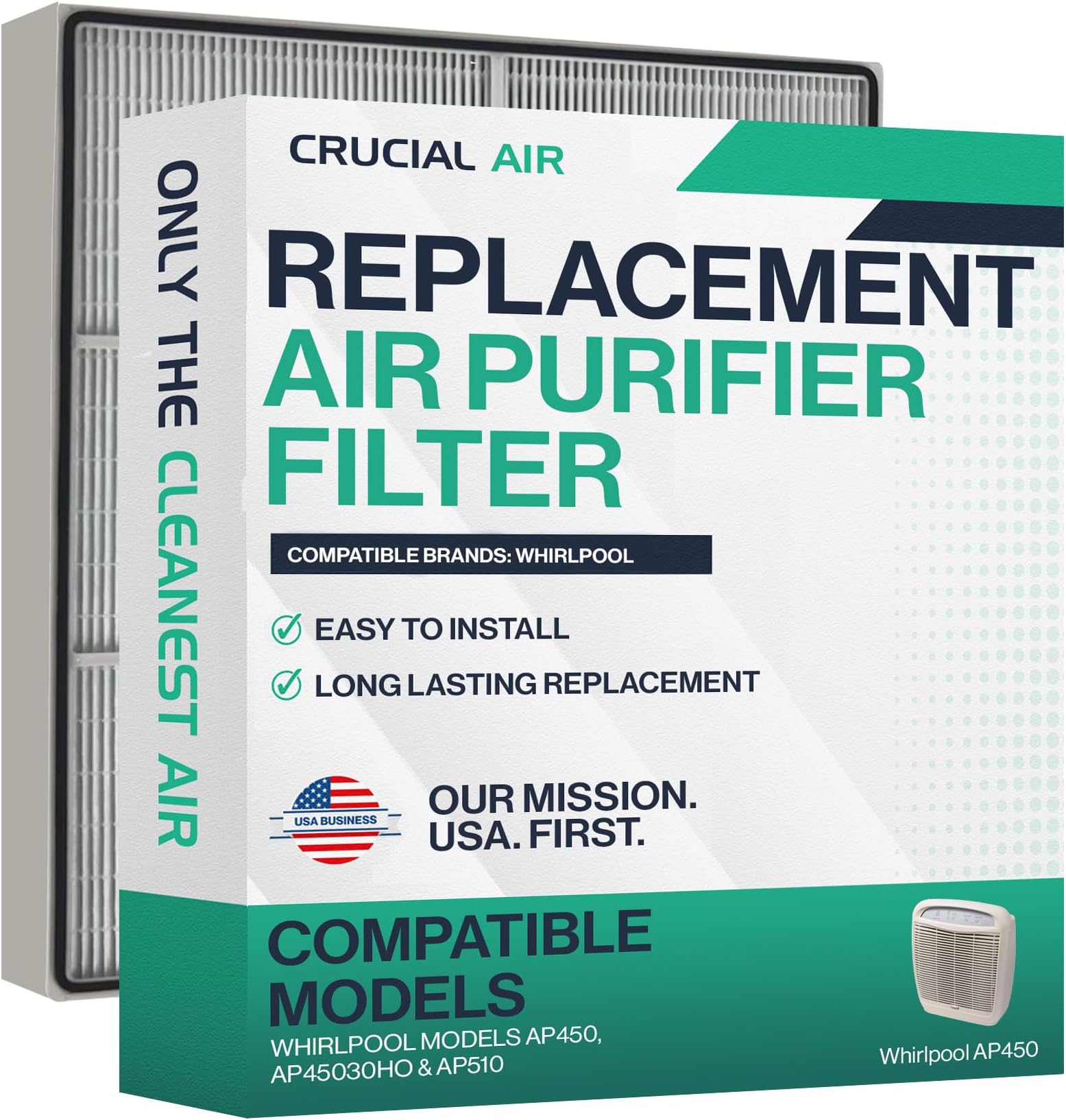Crucial Air 1 Replacement Air Purifier Filter – Compatible with Whirlpool Part # 8171434K, 1183054K - Large 1183054, 1183054K – Fits Whirlpool Air Purifier Model AP450, AP45030HO, AP510 – (1 Pack)