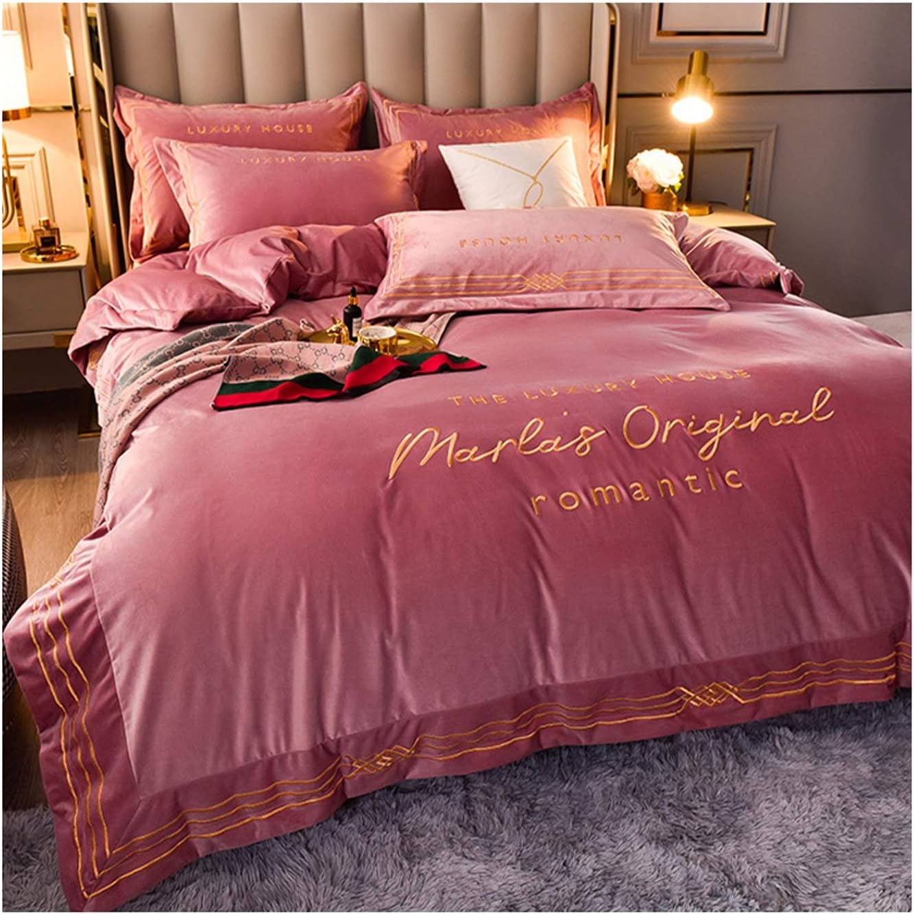 Duvet Cover LIGHTS LUXURY BED LIKE VELVEPT VELVET VELVET VELVET CORAL VELVET VELVET HOME DUNCE FLANNEL DOUBLE Bedding Duvet Cover