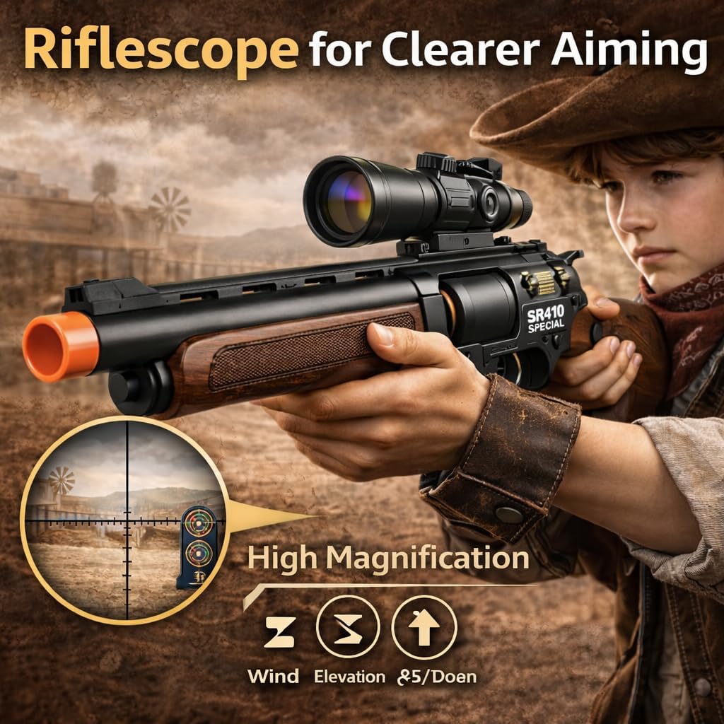 Realistic Toy Foam Blaster Sniper with Scope, Toddler Toy Dart Blaster with 120 Soft Foam Darts, Goggles, Air Pocket Technology Outdoor Game, Easter Basket Stuffers Kids Toys for Ages 8-12 Boys Girls