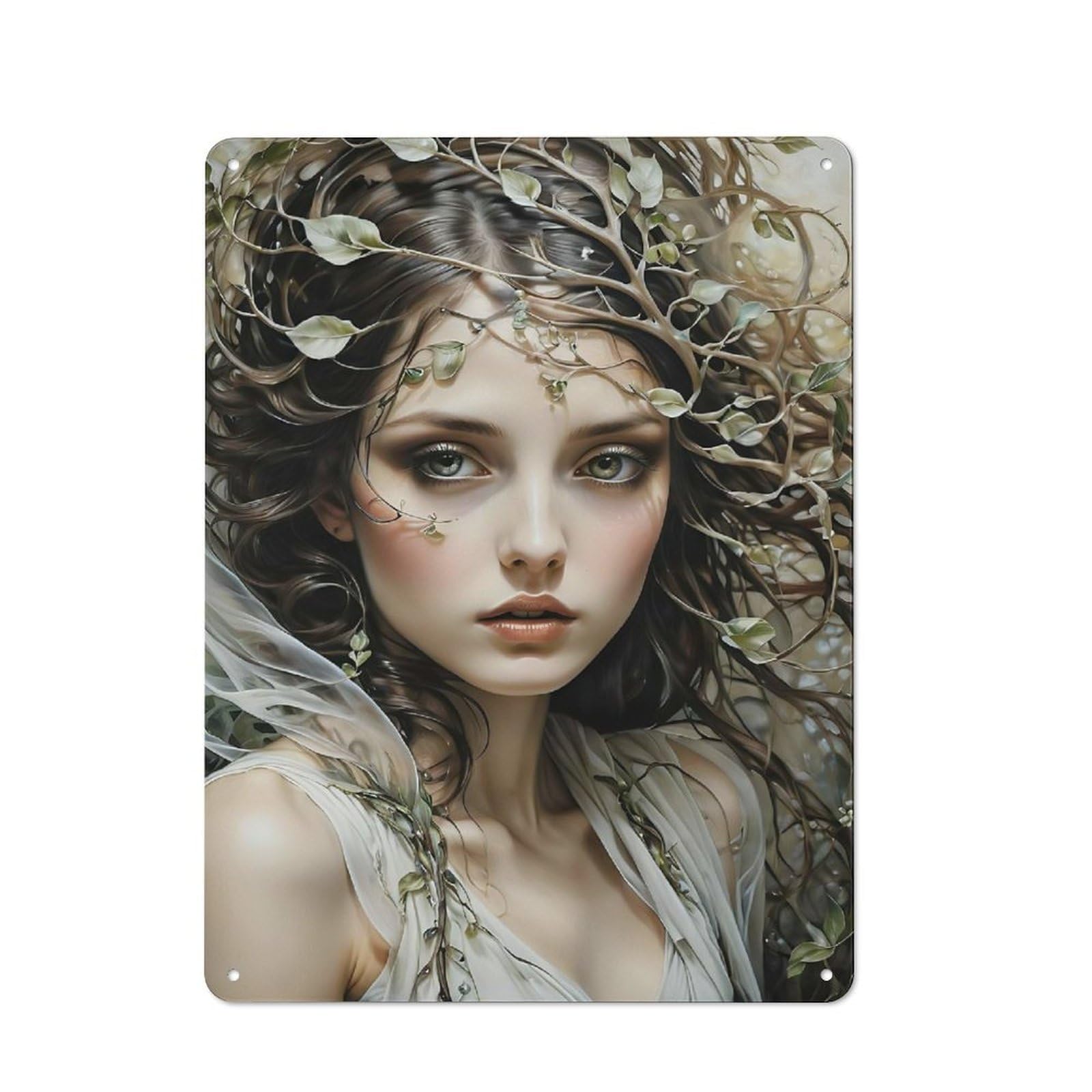 Vintage Tin Sign 40x30cm with Fantasy Woman for Café Or Restaurant, Suited to Wall Displays in Cafés And Restaurants