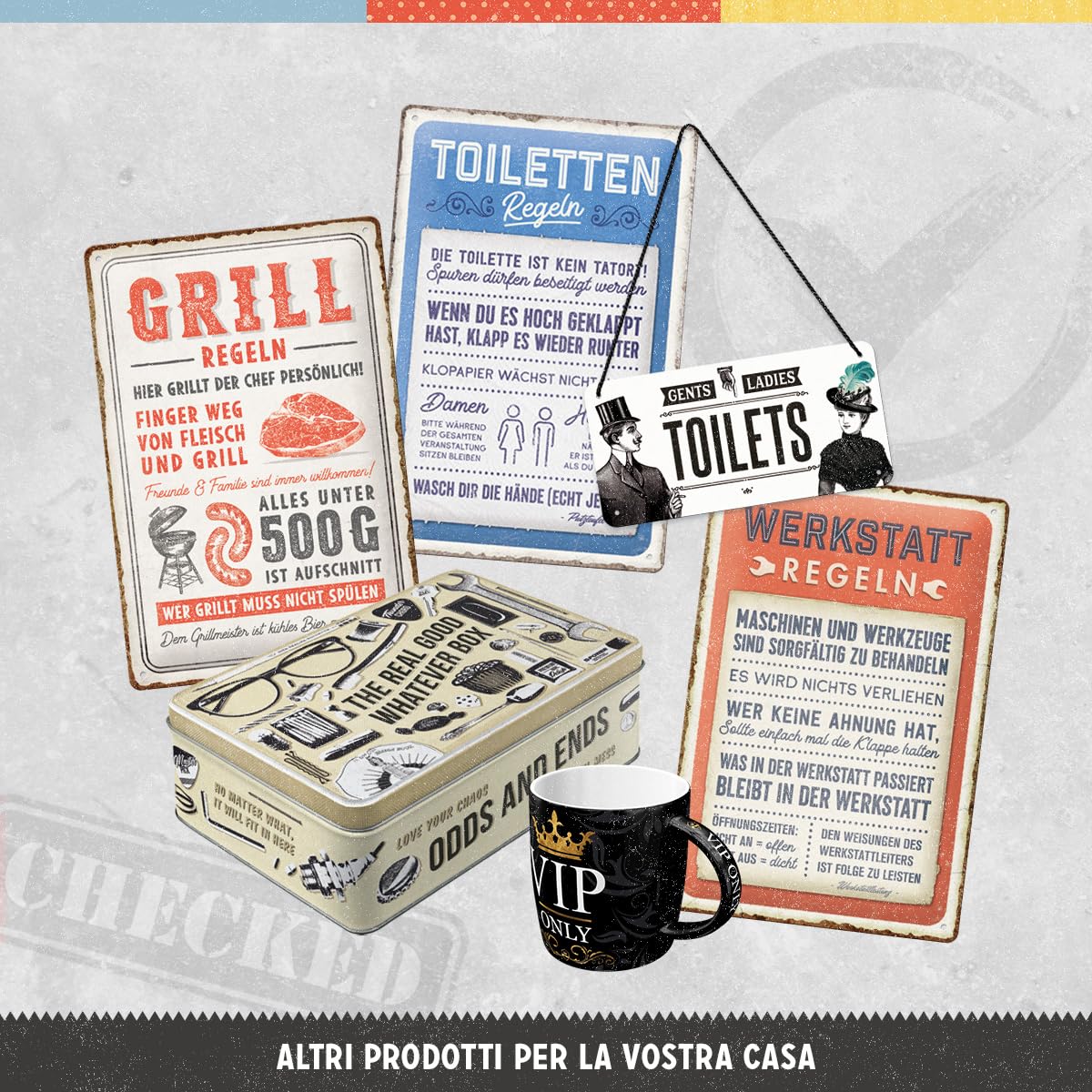 LANOLU Targa in metallo retrò – TOILETTE IST NICHT TATORT, targhetta per WC divertente, divertente targa per WC, vintage, decorazione per ospiti, bagno, targa per porta del bagno, 15 x 20 cm