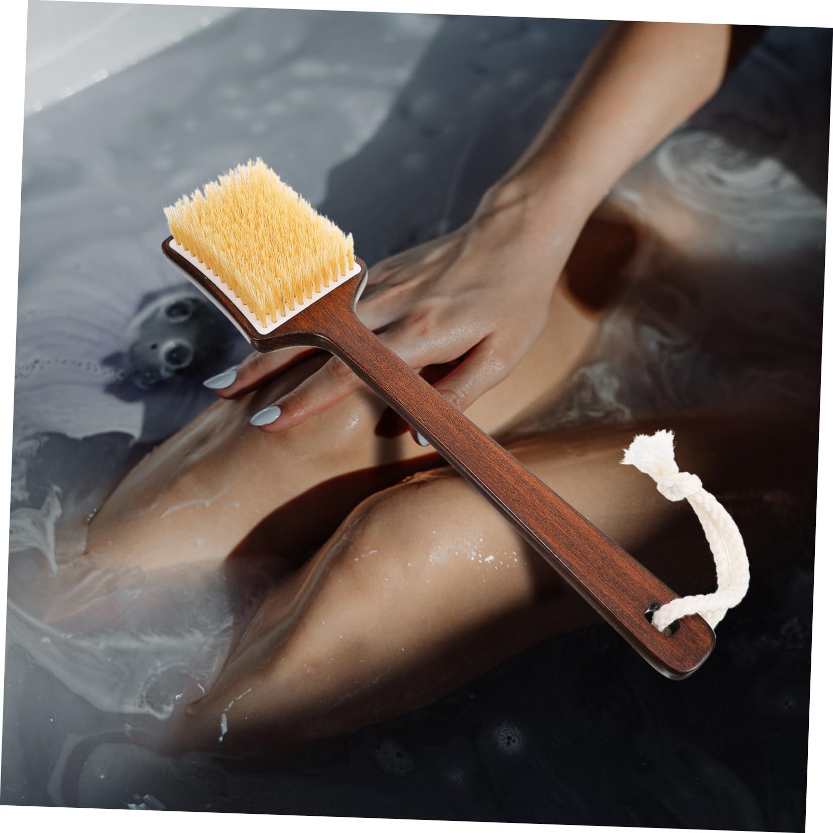 Homoyoyo Cepillo de Baño de Mango de Madera con Cerdas de Cerda para Ducha Exfoliante Corporal para Espalda Difícil de para Hombres y Mujeres