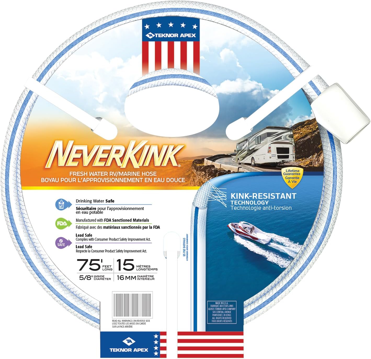 8602-75 NeverKink RV/Marine Hose - 5/8" x 75',White