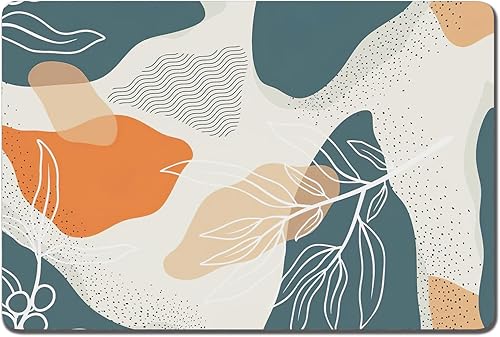 Miniatura 1 de Rnivvi Tapete de comida para perros, 12 x 19 pulgadas, bohemio, absorbente, para comida y agua, bonita alfombra de goma antideslizante para