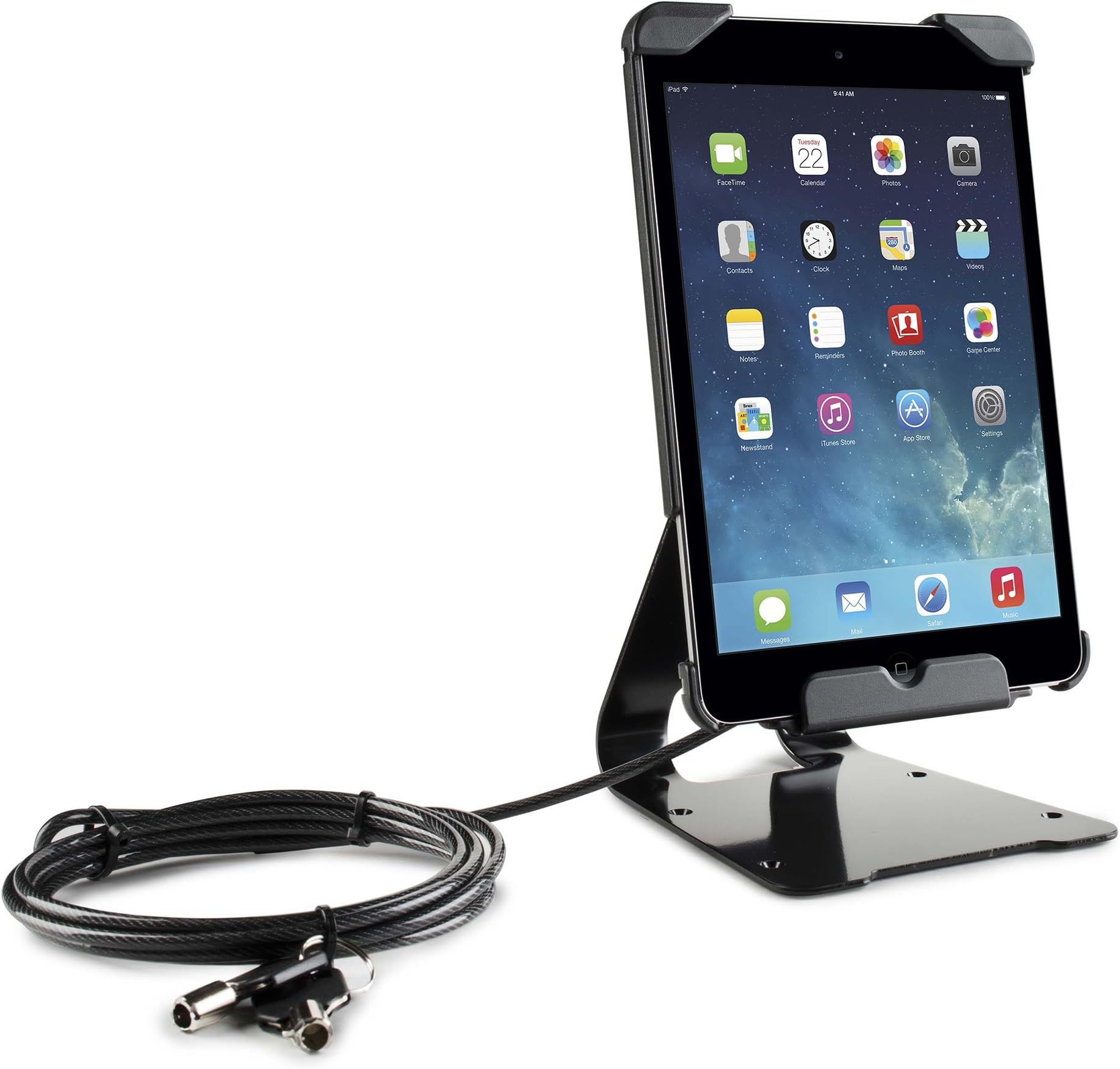 TryteniPad Mini Flip Stand - Secure POS iPad Mini Stand, Multi-angle, Adjustable, Mounts - iPad Kiosk Stand - Includes Security Cable Lock with Keys