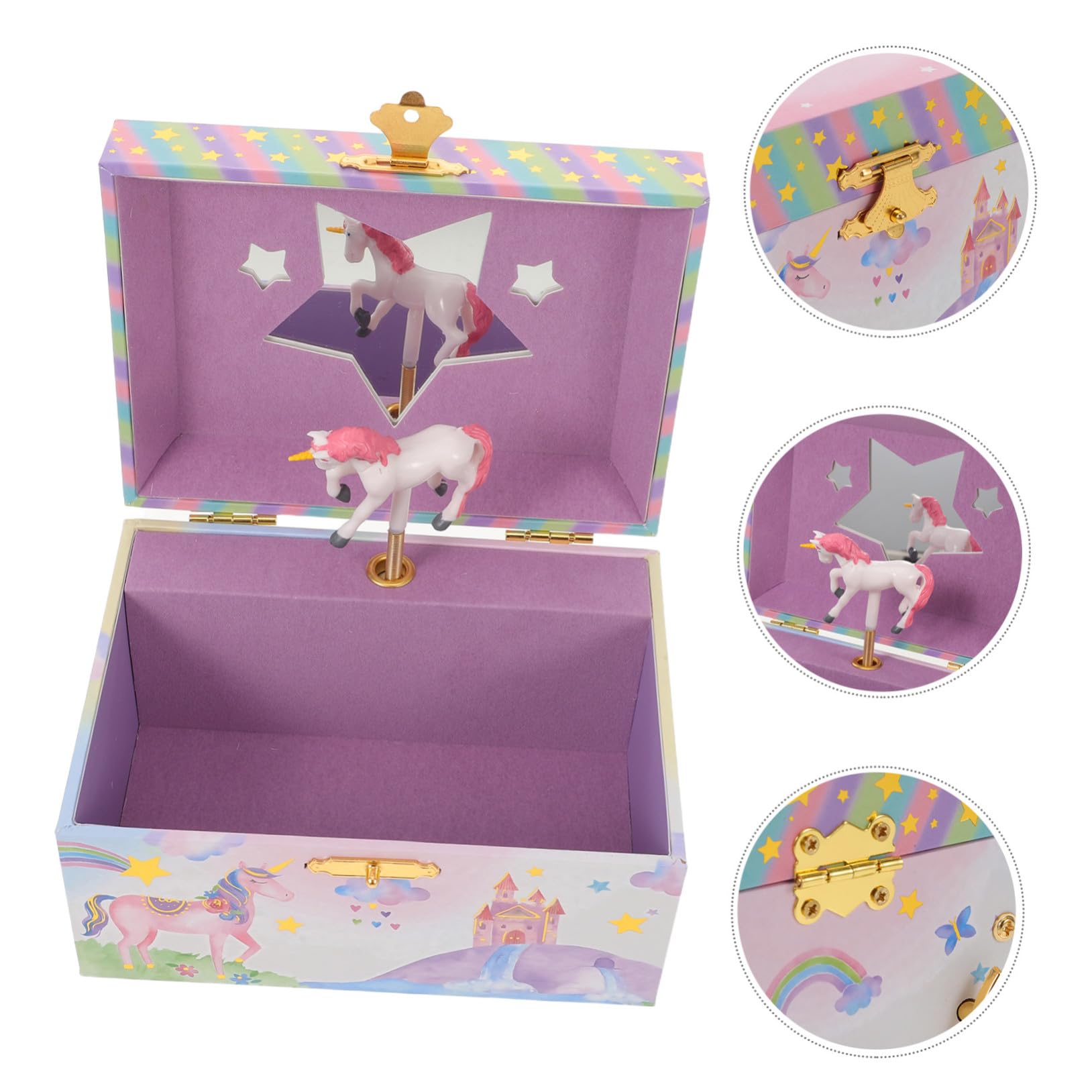 Caja Musical de Joyería para Niñas con Diseño de Unicornio, Madera y Metal, Fácil de Usar y Adecuado para Cumpleaños o Regalos Obsequios