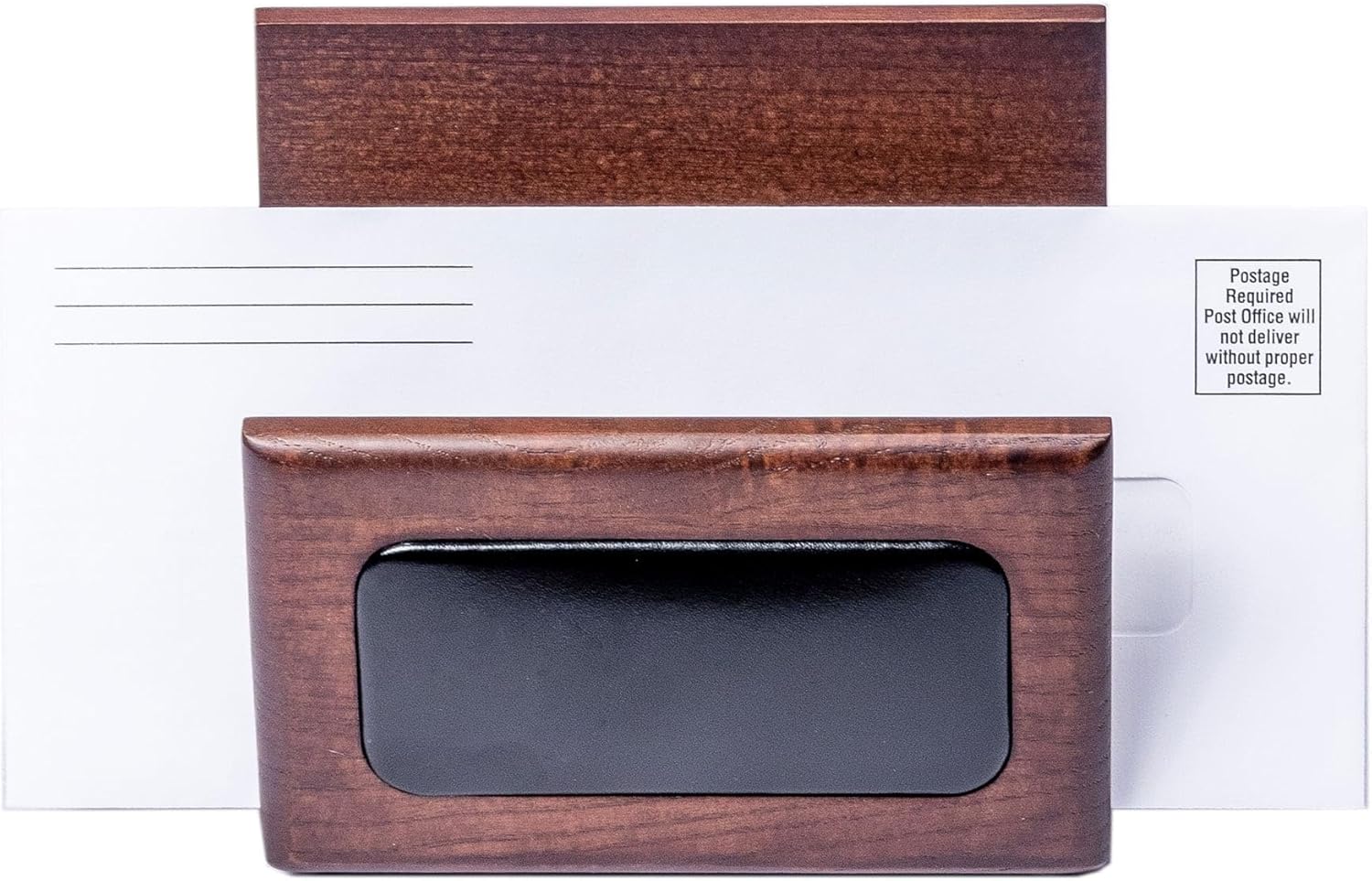Dacasso Walnut and Black Leather Desk Set, 10-Piece, 34" x 20"