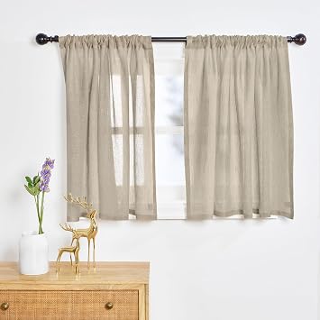 Solino Home 100% Pure Linen Soft Sheer Curtain Natural, 52 x 18 in, 1 Panel