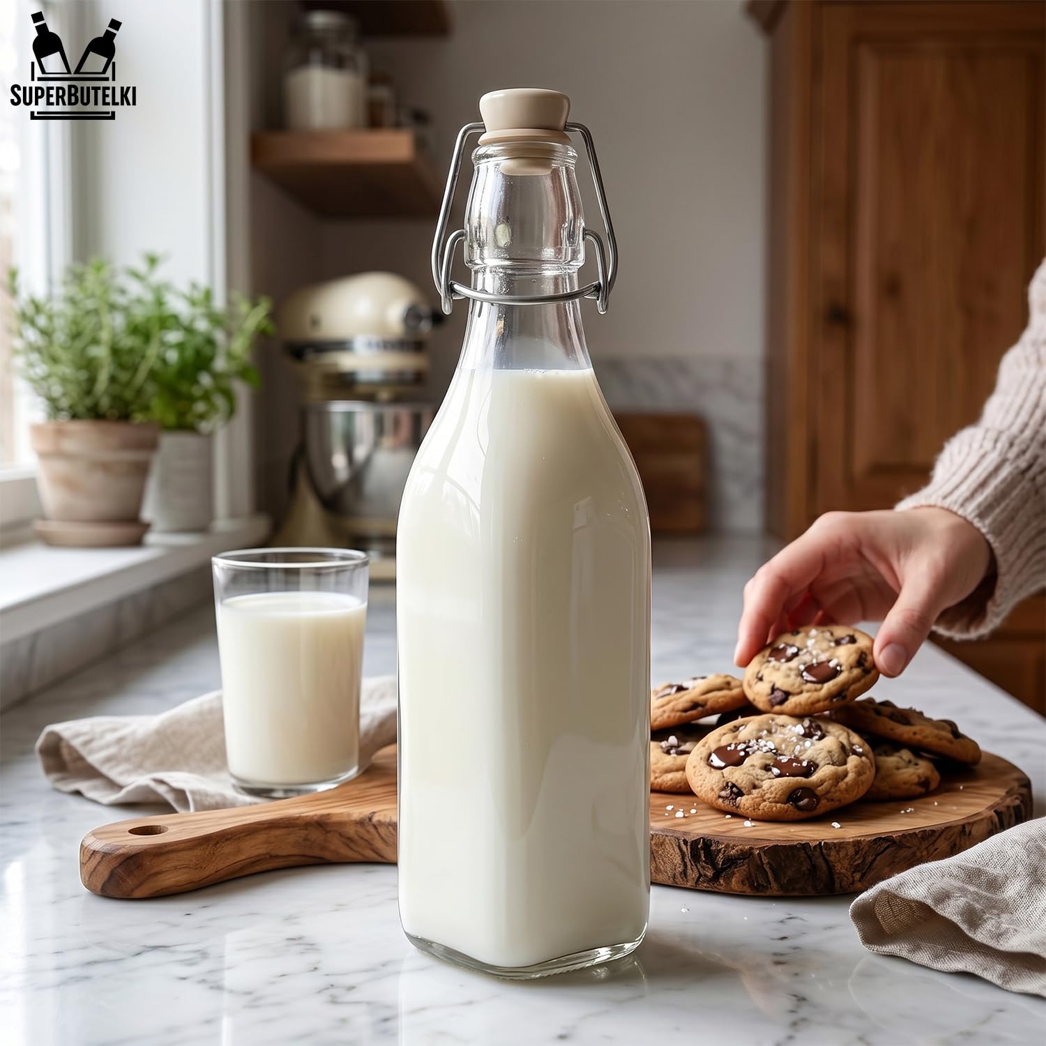 Bottiglie di vetro con tappo a leva, 250 ml, set da 36 pezzi, riutilizzabili, per alimenti, ermetiche, per latte, succhi di frutta, sciroppi