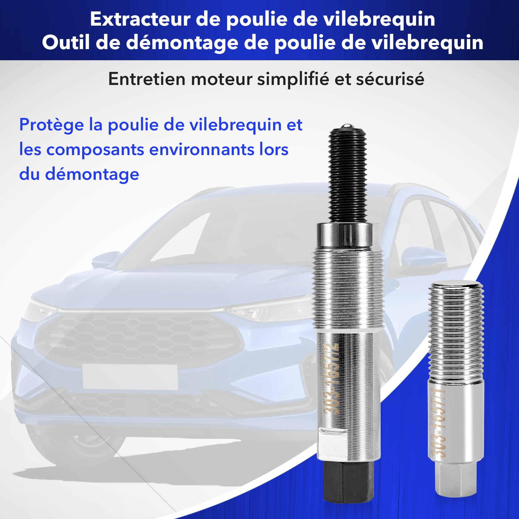 CarBole Outil de Retrait de Poulie de Vilebrequin pour Moteur Ford 2.0L EcoBlue,Compatible avec Ranger,Transit Custom et Kuga,Remplace OEM 303-1657,Acier au Carbone Haute Résistance