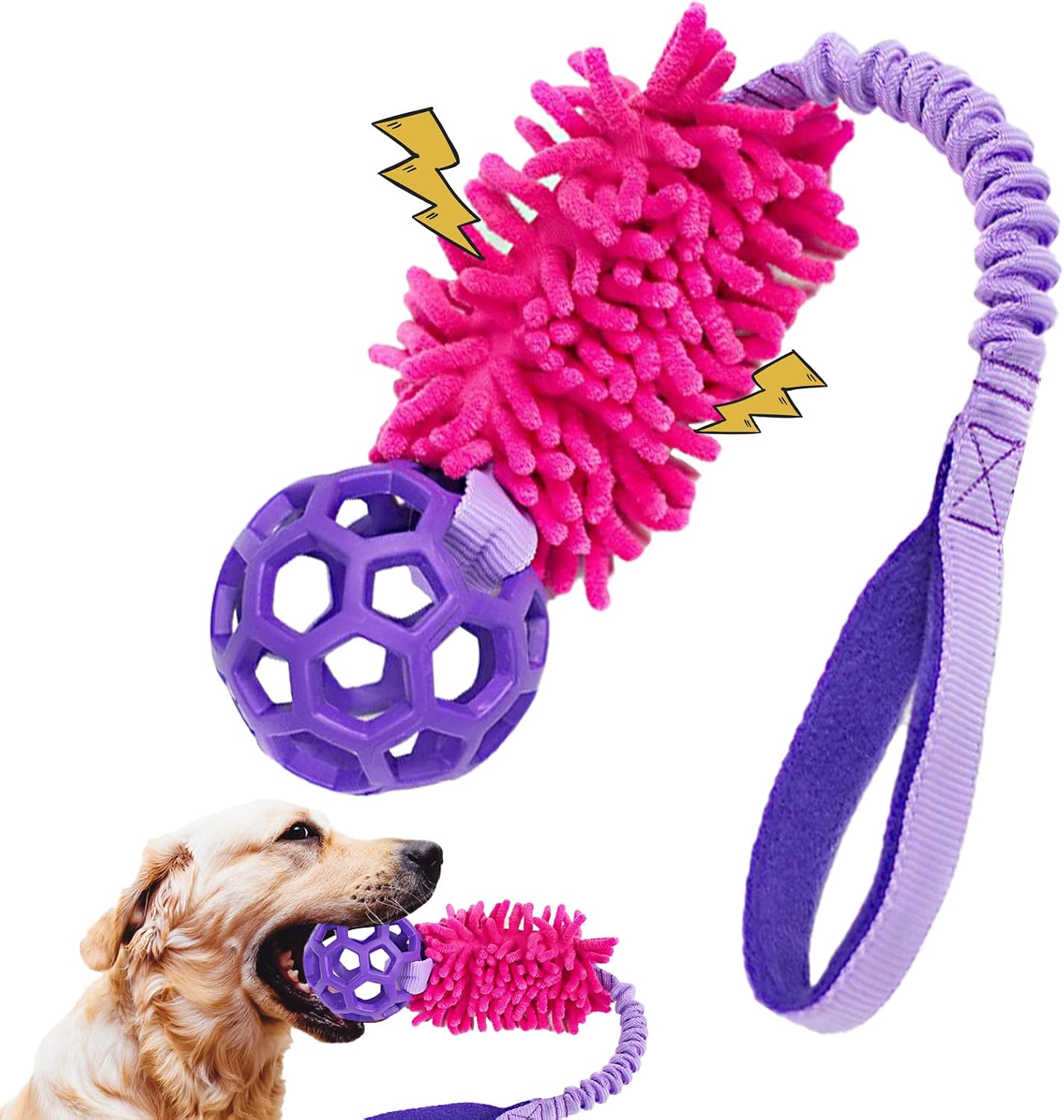 MBVBN Dog Toys for Aggressive Chewers, Dog Rope Pet Tug Toy with Squeak and Ball,Large Dogs Tug of War Toy,Chewing Teething Training…