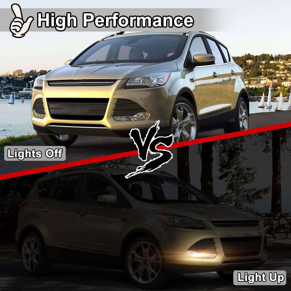 Nixon Offroad Fog Lights Assembly for Ford Escape 2013-2016, Fog Lamp Replacement Pair w/Turn Signal, Wiring Harness & H10 12V 42W Halogen Bulbs, Black Housing Clear Lens