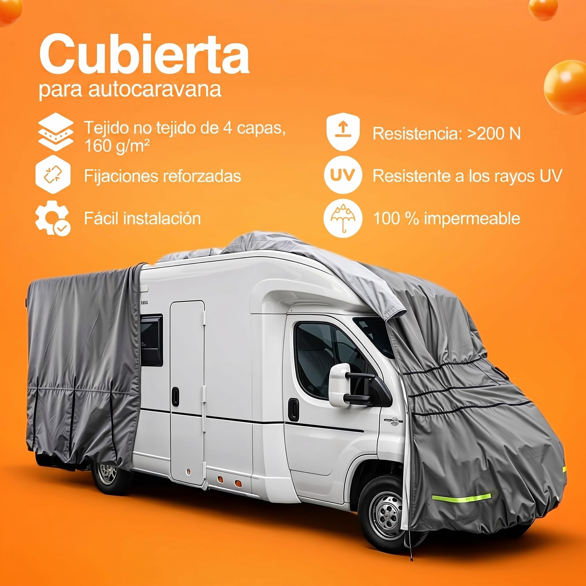 Funda para remolque, cubierta protectora de 4 capas para autocaravana, resistente a la intemperie y transpirable, resistente a los rayos UV, resistente a roturas y a la intemperie, funda