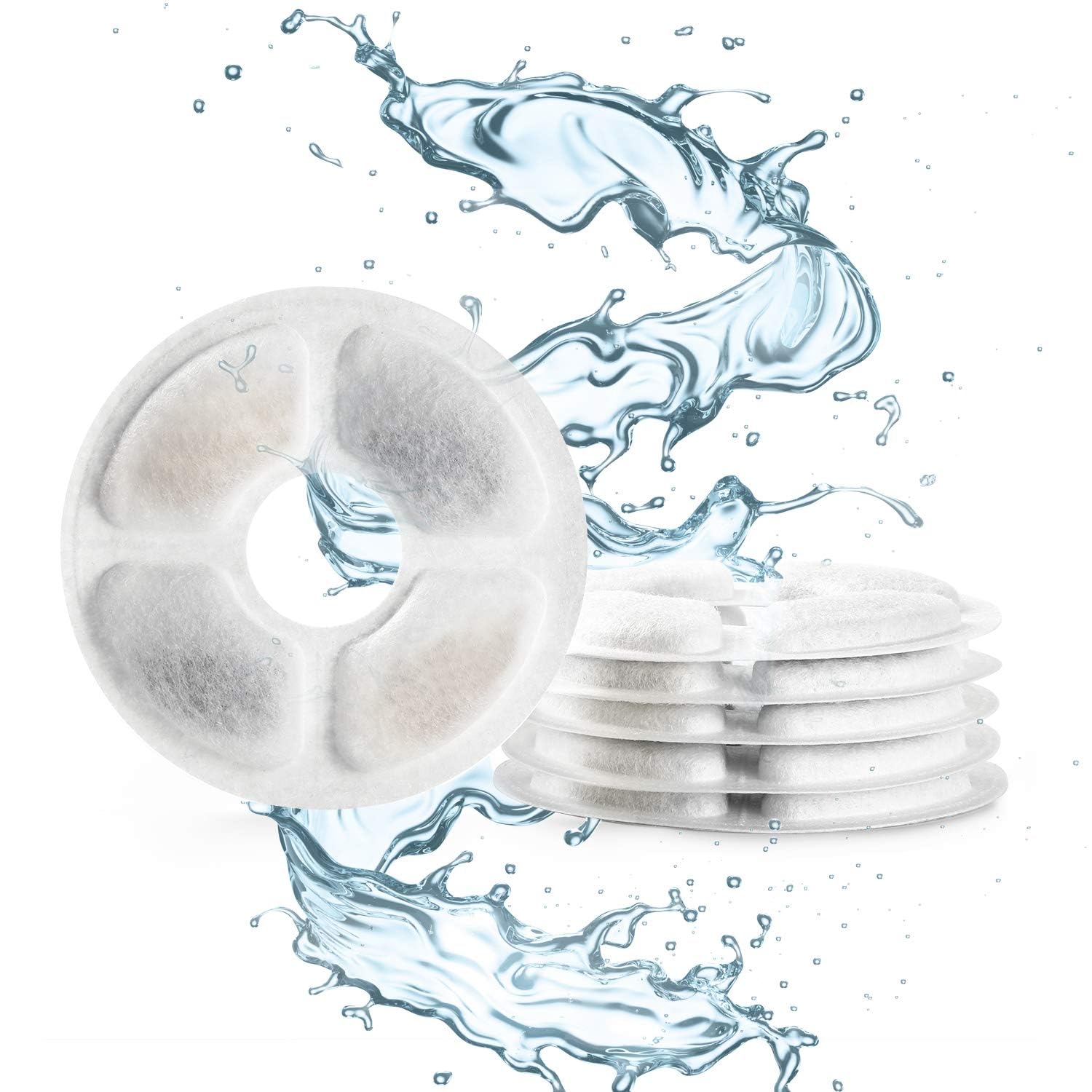 Toozey Filtros para Fuente de Gato, 6 Piezas de Filtro de Repuesto para Fuente de Agua para Mascotas, filtros de Repuesto Que contienen carbón Activado e Intercambio iónico