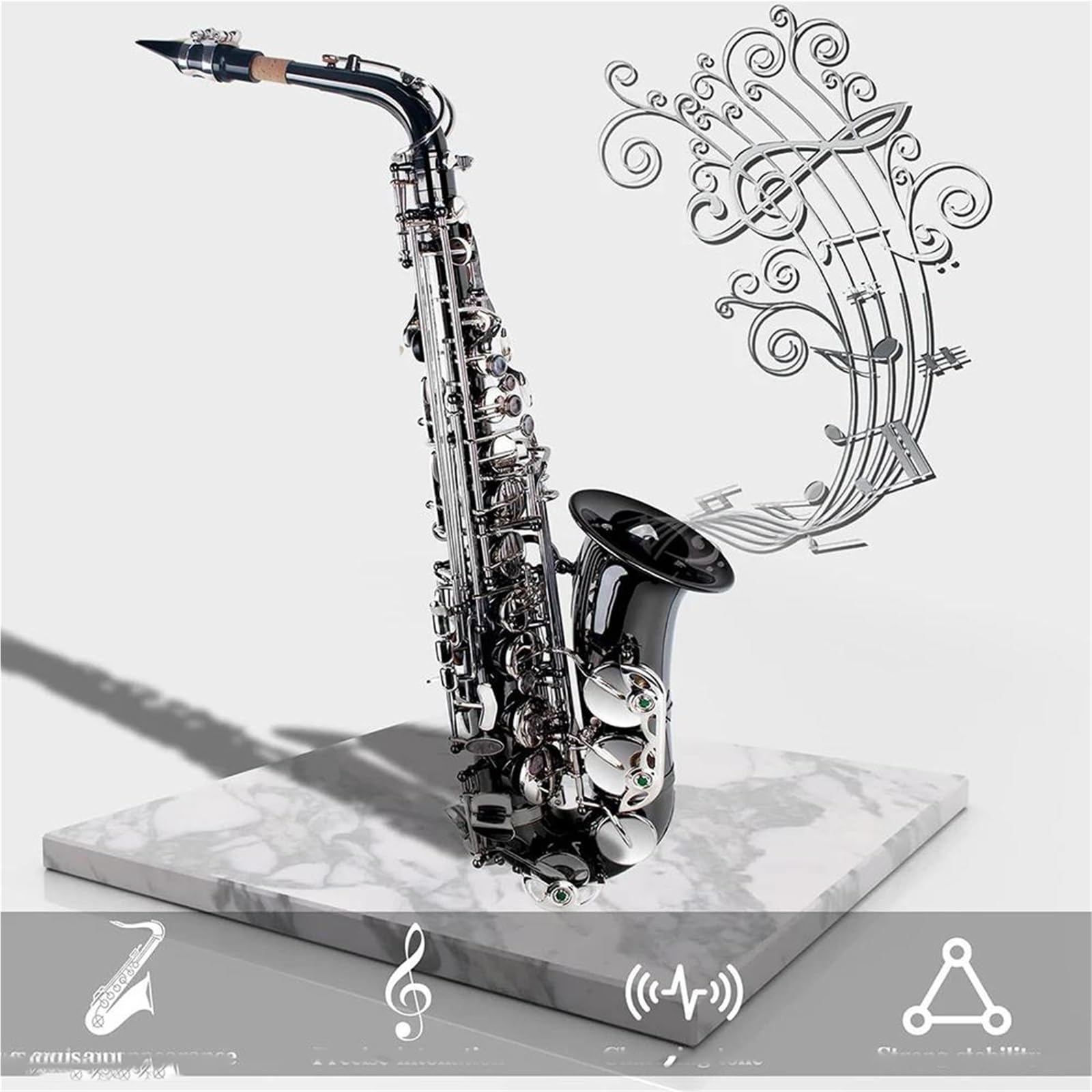 Eb Alto Sax Profesjonalny instrument dęty drewniany Materiał mosiądz Czarny niklowany Saksofon