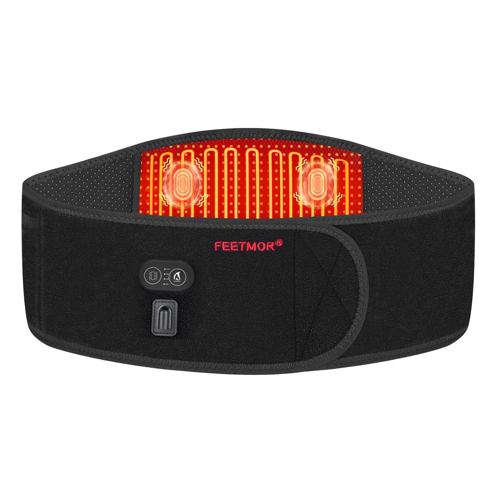 Heated Waist Belt, Cordless Heating Pad for Low Back Electrical Heating Rechargeable Battery Powered，Upgraded Version (with Vibration Function (Waistline 29"-57", Back Heating - Upgraded)