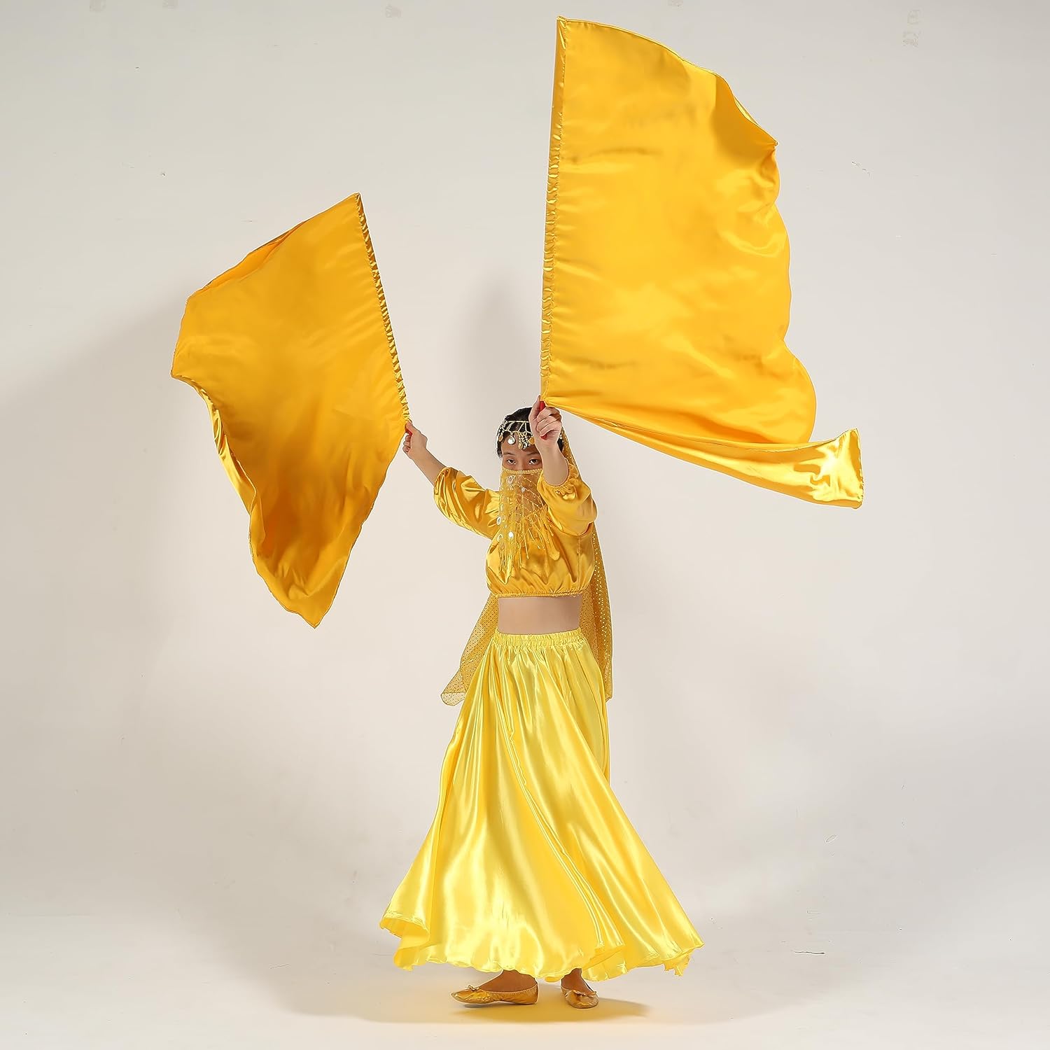 MUNAFIE Worship Flags for Dance Church,Praise Dance Flags for Worship Set(2 Flags+ 2 Flexi Rods+1 Storage Bag) Gold