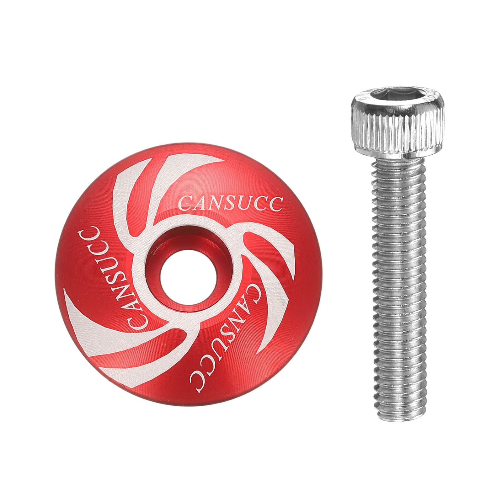 sourcing map 1 1/4" OD Bike Headset Stem Top Cap Aluminum Alloy Cycling Headset Cover Stem with M6 Bolt for Mountain Bike Road Bike MTB, Red