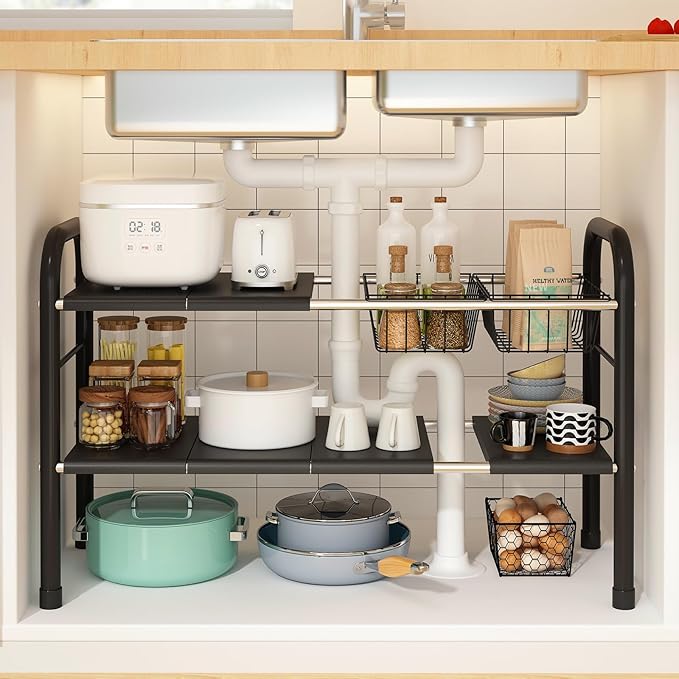 Expandable Under-Sink Shelf Organizer
