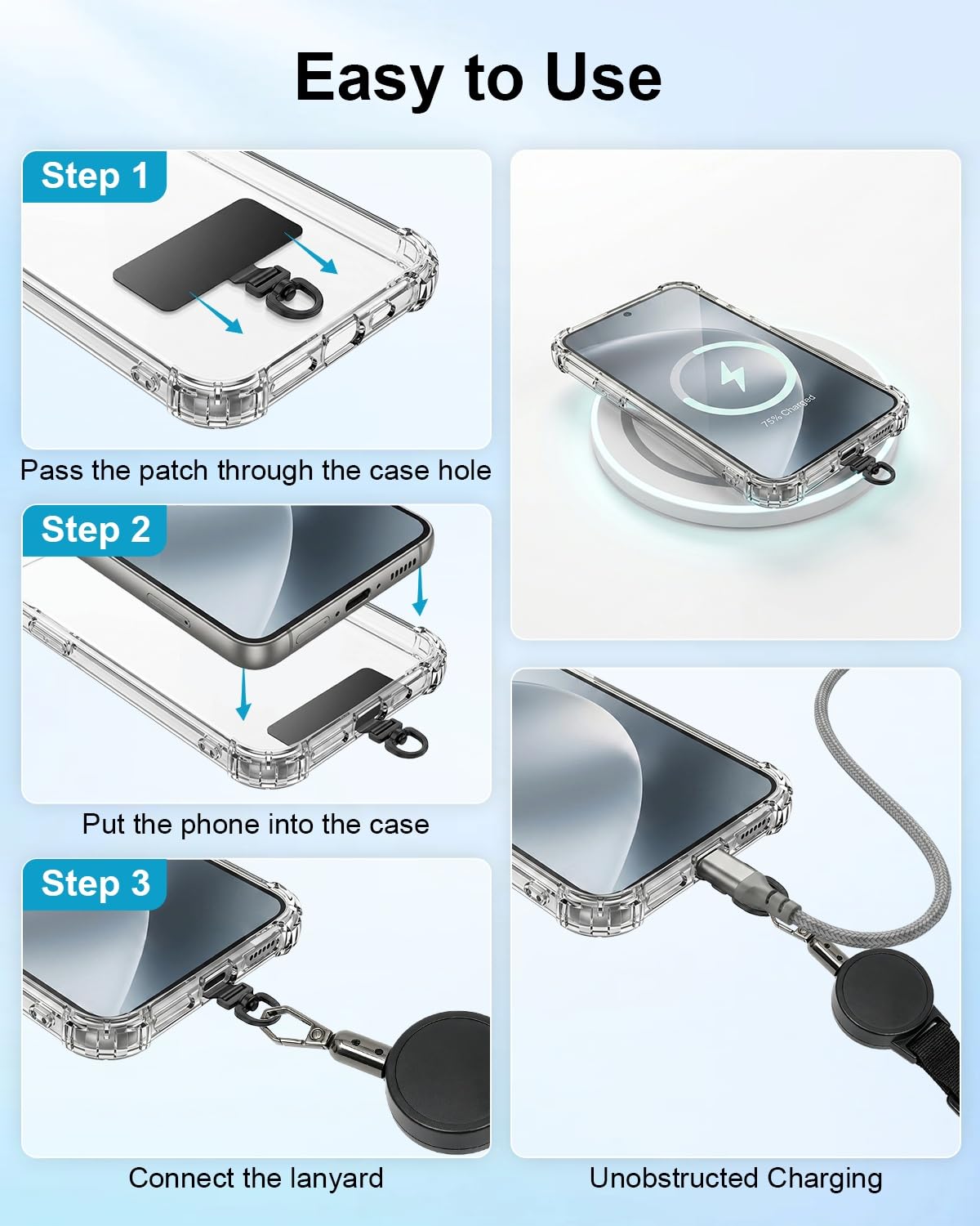 SUPBEE Anti-Diebstahl-Telefon-Haltegurt, einziehbares Handy-Schlüsselband mit Stahlkabel & Verriegelungskarabiner für Reisen, Wandern, Outdoor