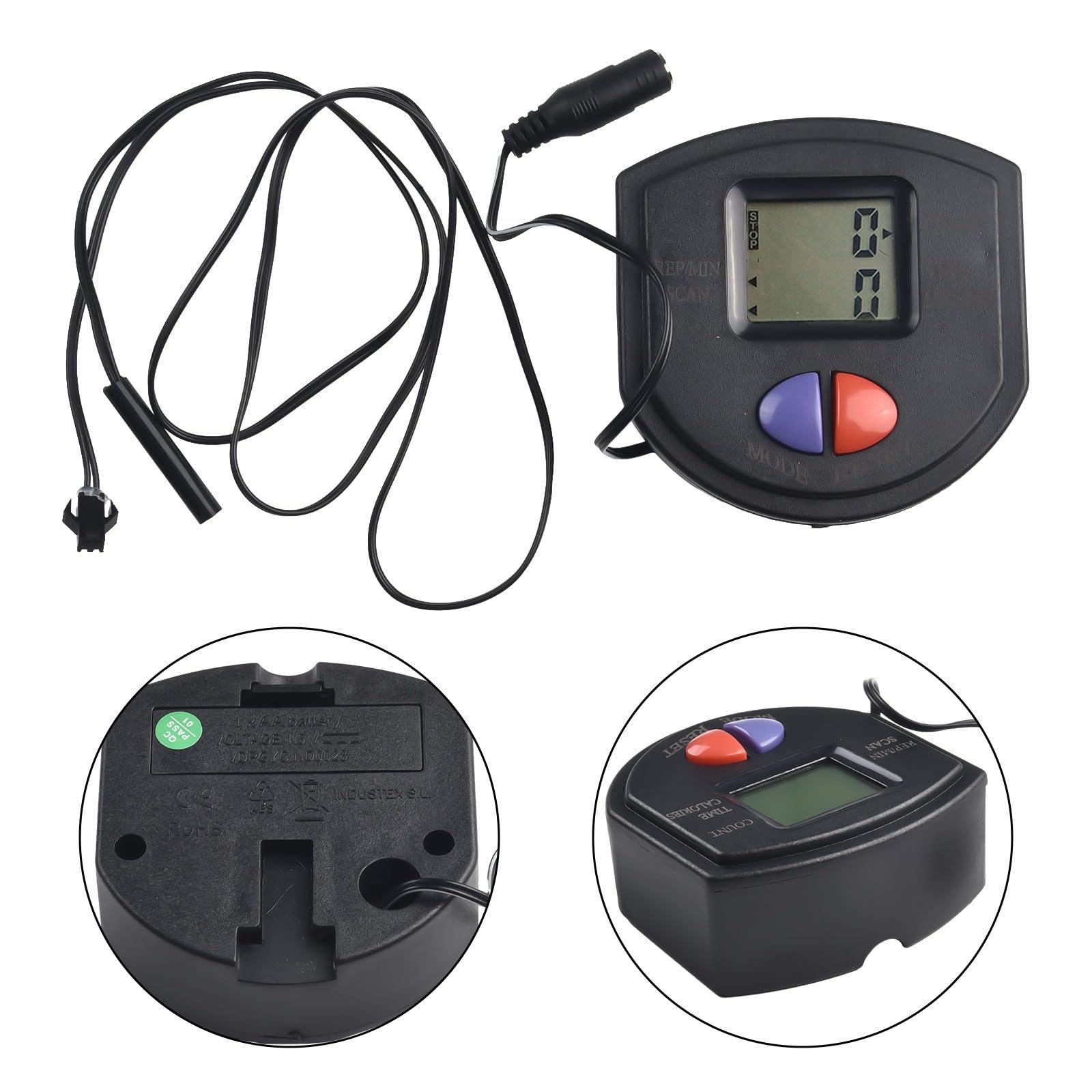 RichVibe Contatore Stepper con display LCD, attrezzatura per il fitness, per cyclette e allenamento della vita, 82 x 82 x 20 mm, nero