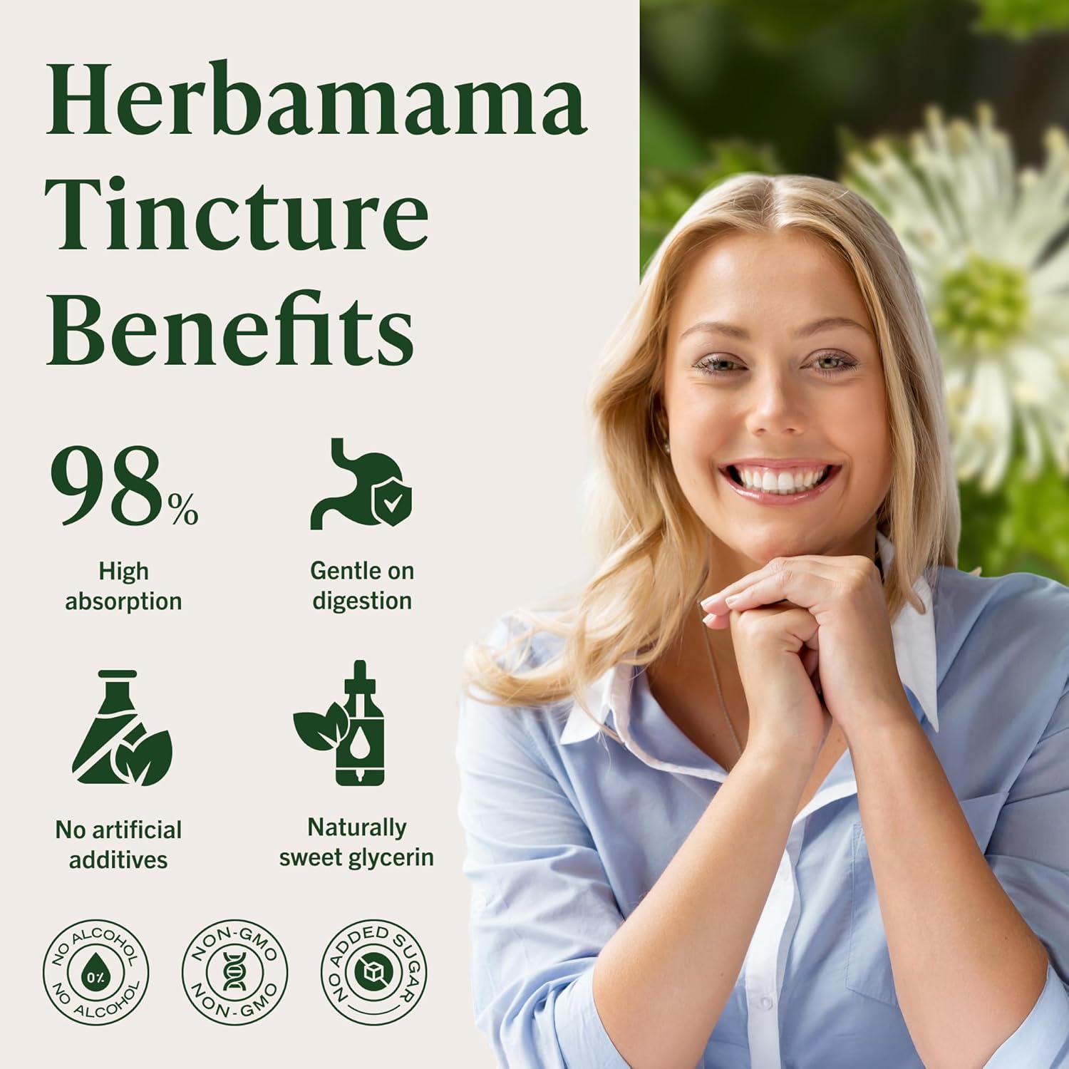 HERBAMAMA Goldenseal Root Tincture - Vegan Immune & Respiratory Support with Goldenseal Herb Extract Drops - Non-GMO, Alcohol & Sugar-Free Liquid Immunity Supplement, 42-Day Supply - Image 5