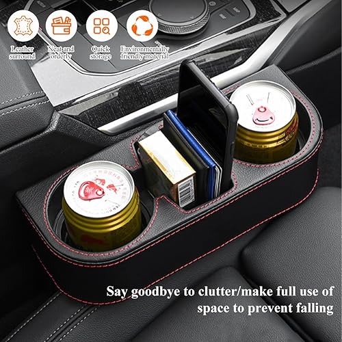 Miniatura 5 de Organizador multifuncional para portavasos de automóvil, organizador multifuncional para consola frontal con soporte para tazas, caja de