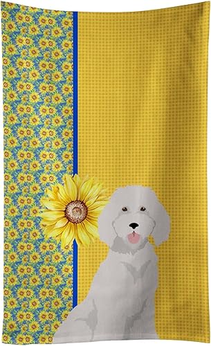 Caroline's Treasures WDK5462KTWL - Toalla de cocina de caniche blanco estándar con girasoles de verano, toalla de mano para invitados, toalla de